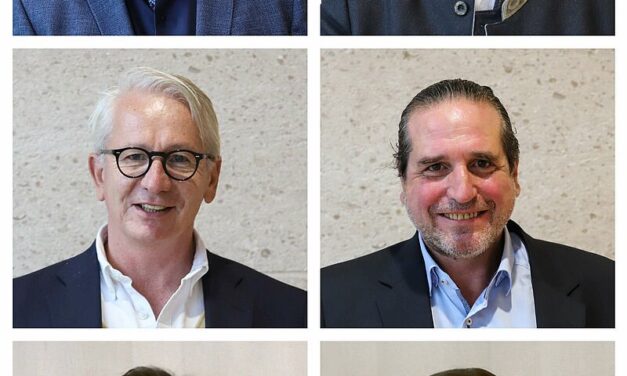 Die wiedergewählten Vorstandsmitglieder (v.l.o.n.r.u.): Jörn Raith (Vorstandsvorsitzender), Andreas Kienast (stellv. Vorsitzender), Gerald Schölzel (Fachbereich Tagungshotellerie), Nils Jakoby (Fachbereich Event-Support / Veranstaltungstechnik), Martin Näwig (Fachbereich Consulting / Marketing) und Sabine Reise (Fachbereich Tools), Foto: degefest