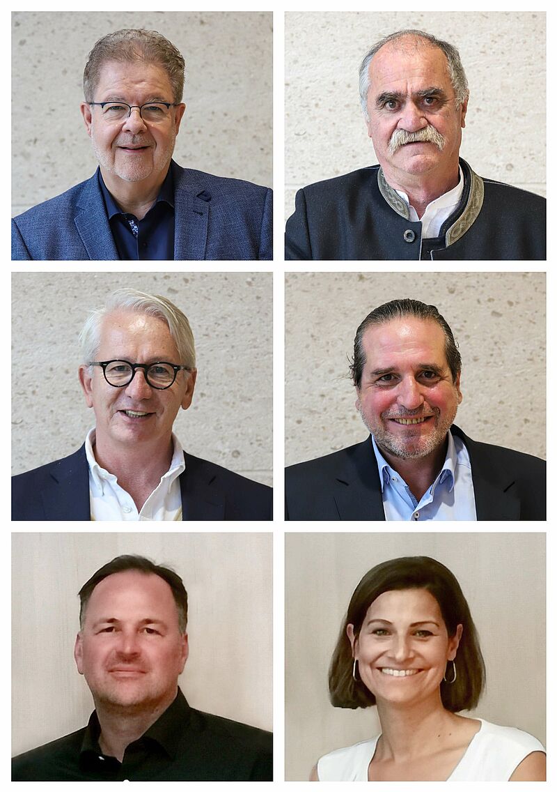 Die wiedergewählten Vorstandsmitglieder (v.l.o.n.r.u.): Jörn Raith (Vorstandsvorsitzender), Andreas Kienast (stellv. Vorsitzender), Gerald Schölzel (Fachbereich Tagungshotellerie), Nils Jakoby (Fachbereich Event-Support / Veranstaltungstechnik), Martin Näwig (Fachbereich Consulting / Marketing) und Sabine Reise (Fachbereich Tools), Foto: degefest