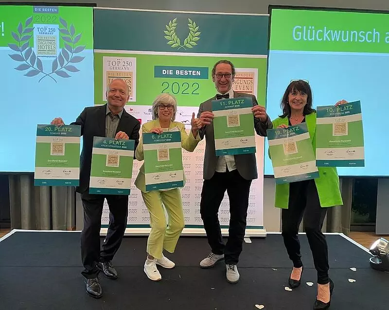 Foto: GenoHotels große Freude bei der diesjährigen Preisverleihung Top 250 Tagungshotels Foto: GenoHotels große Freude bei der diesjährigen Preisverleihung Top 250 Tagungshotels