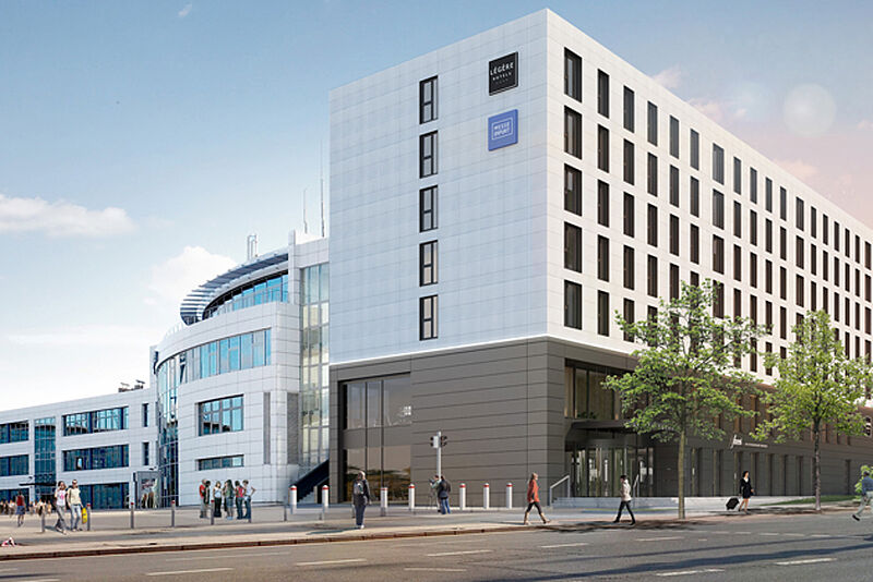Das neue Legere Hotel wird direkt an der Erfurter Messe liegen. Modell: Legere Hotels